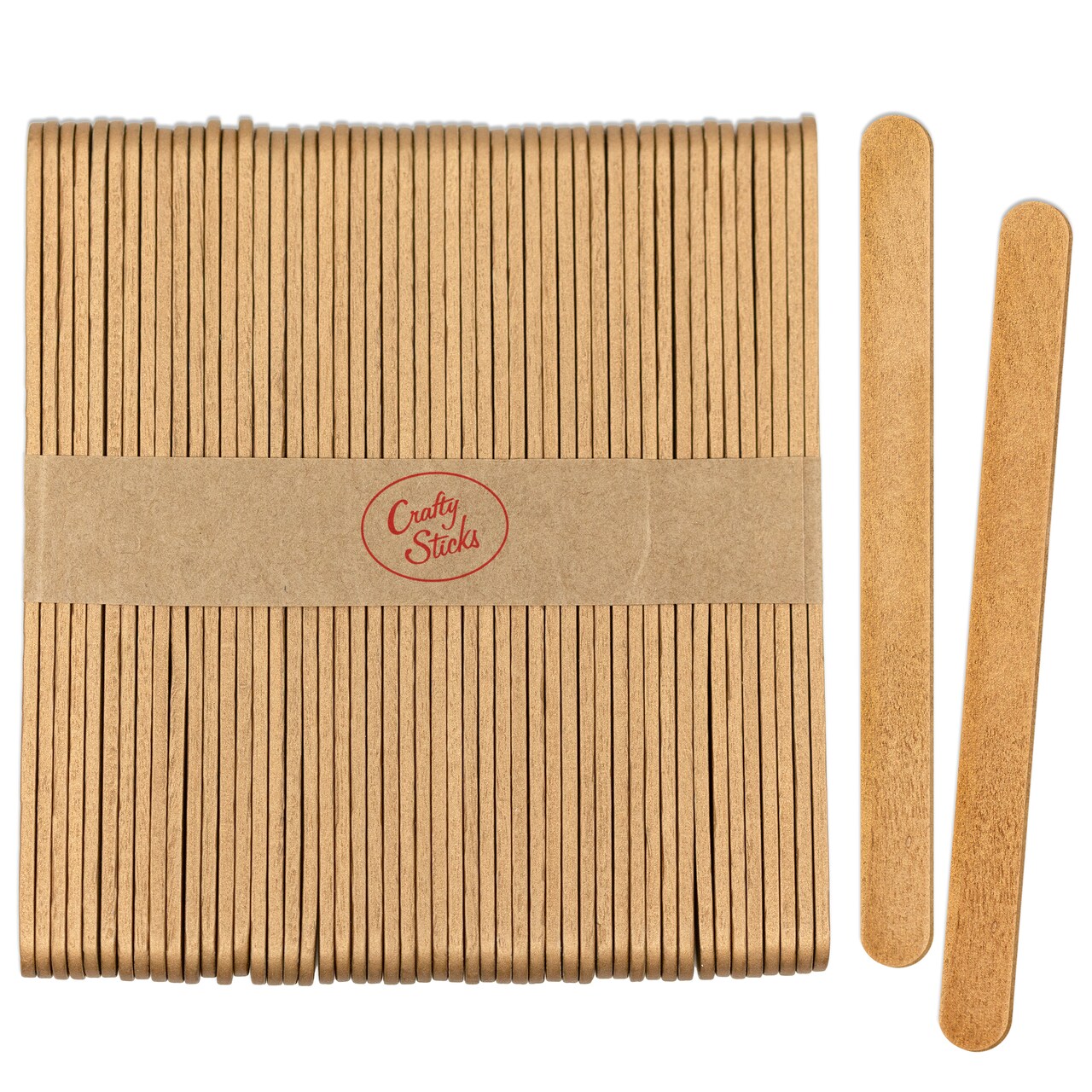CraftySticks Colored Wood Craft Sticks 4.5 Inch, Red Orange Yellow Green Blue Purple White Black Pink Brown Popsicle Sticks